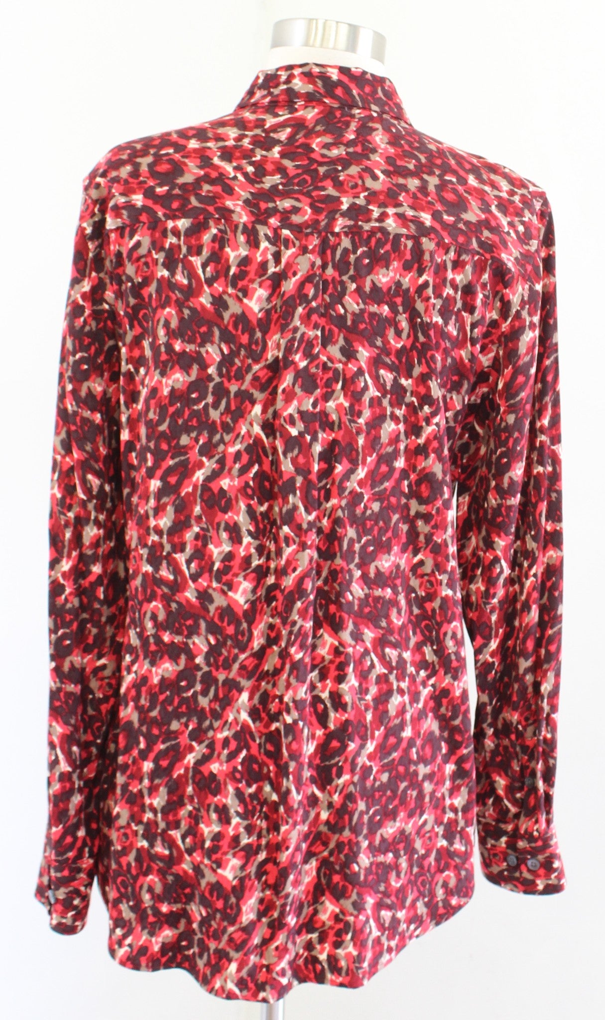 Equipment Red Leopard Print Slim Signature Blouse Button Front Shirt Size M Long Sleeve