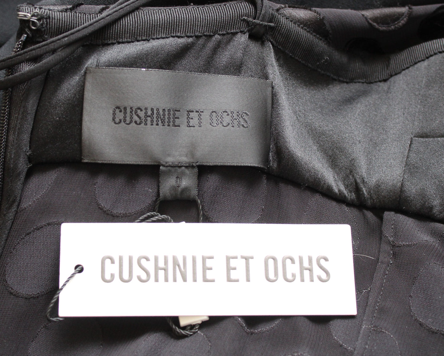 NWT Cushnie et Ochs Black Strapless Polka Dot Layered Cady Dress Size 0 Cocktail