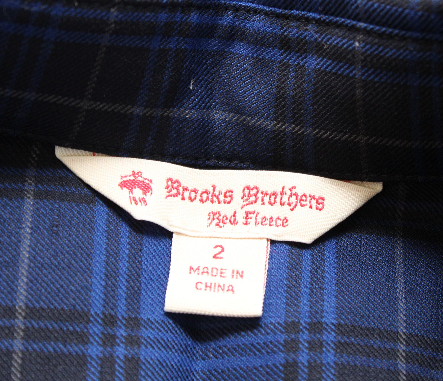 Brooks Brothers Blue Plaid Button Front Wool Blend Shirt Dress Size 2 Black Gray