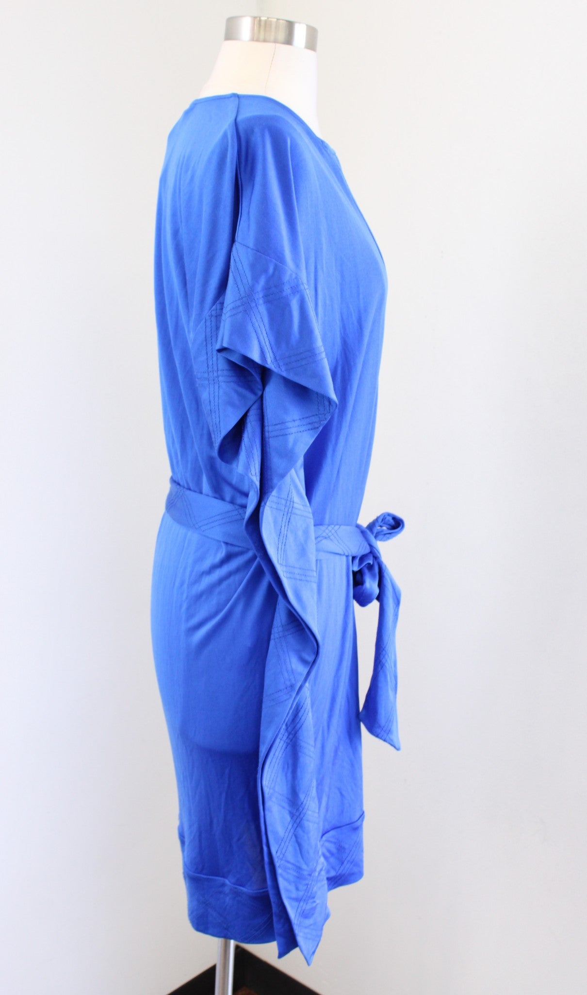 NWT $325 Diane Von Furstenberg Tuvallu Blue Silk Tie Waist Kimono Dress Size 2