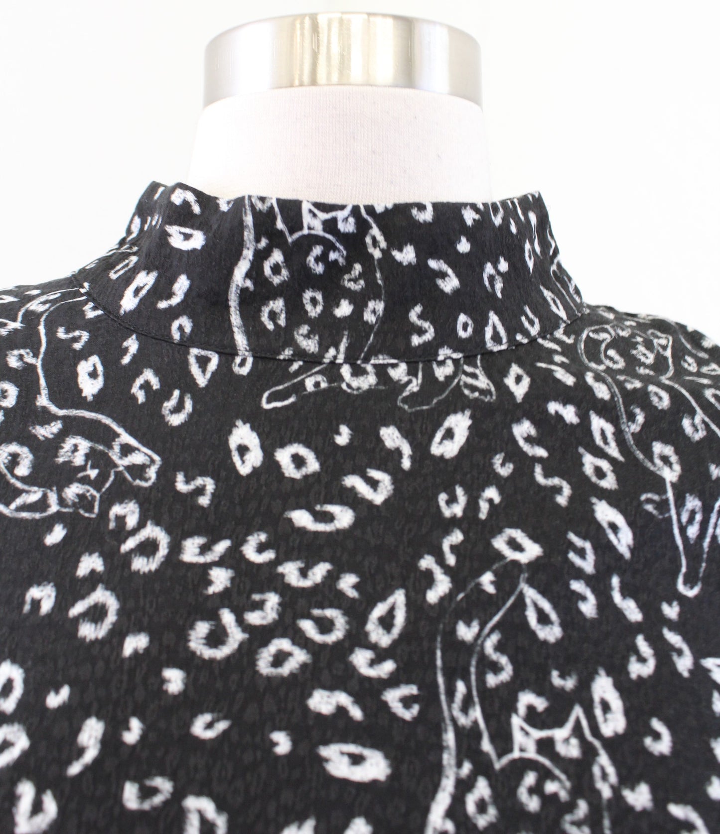 Ted Baker Raayy Black White Leopard Cat Print Puff Sleeve Mini Dress Size 5