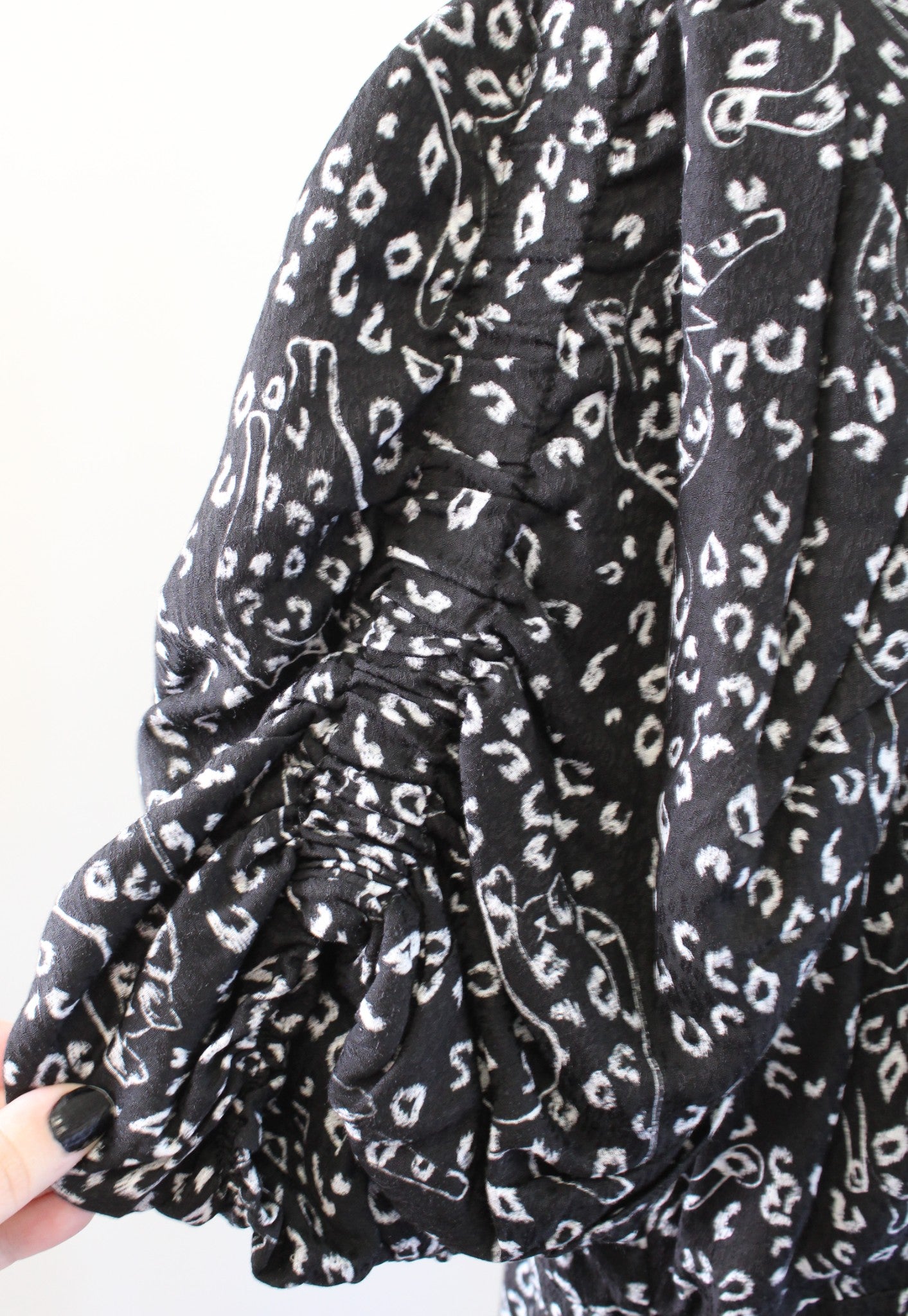 Ted Baker Raayy Black White Leopard Cat Print Puff Sleeve Mini Dress Size 5