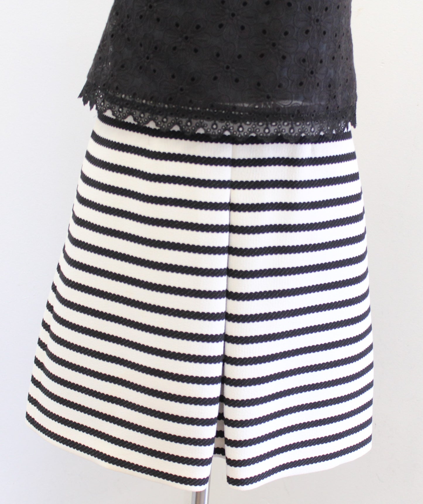 NWT Karen Millen Lace Contrast Black White Striped A Line Mini Dress Size Us 4
