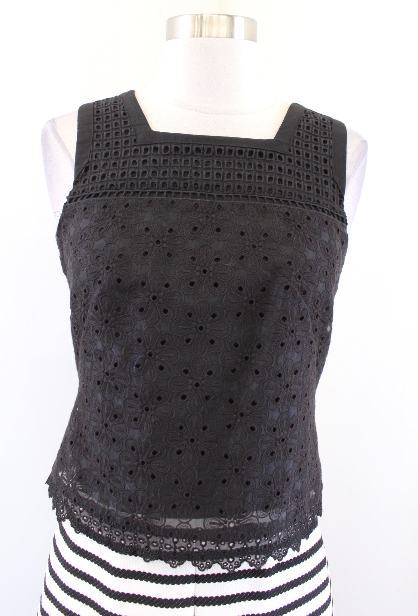 NWT Karen Millen Lace Contrast Black White Striped A Line Mini Dress Size Us 4