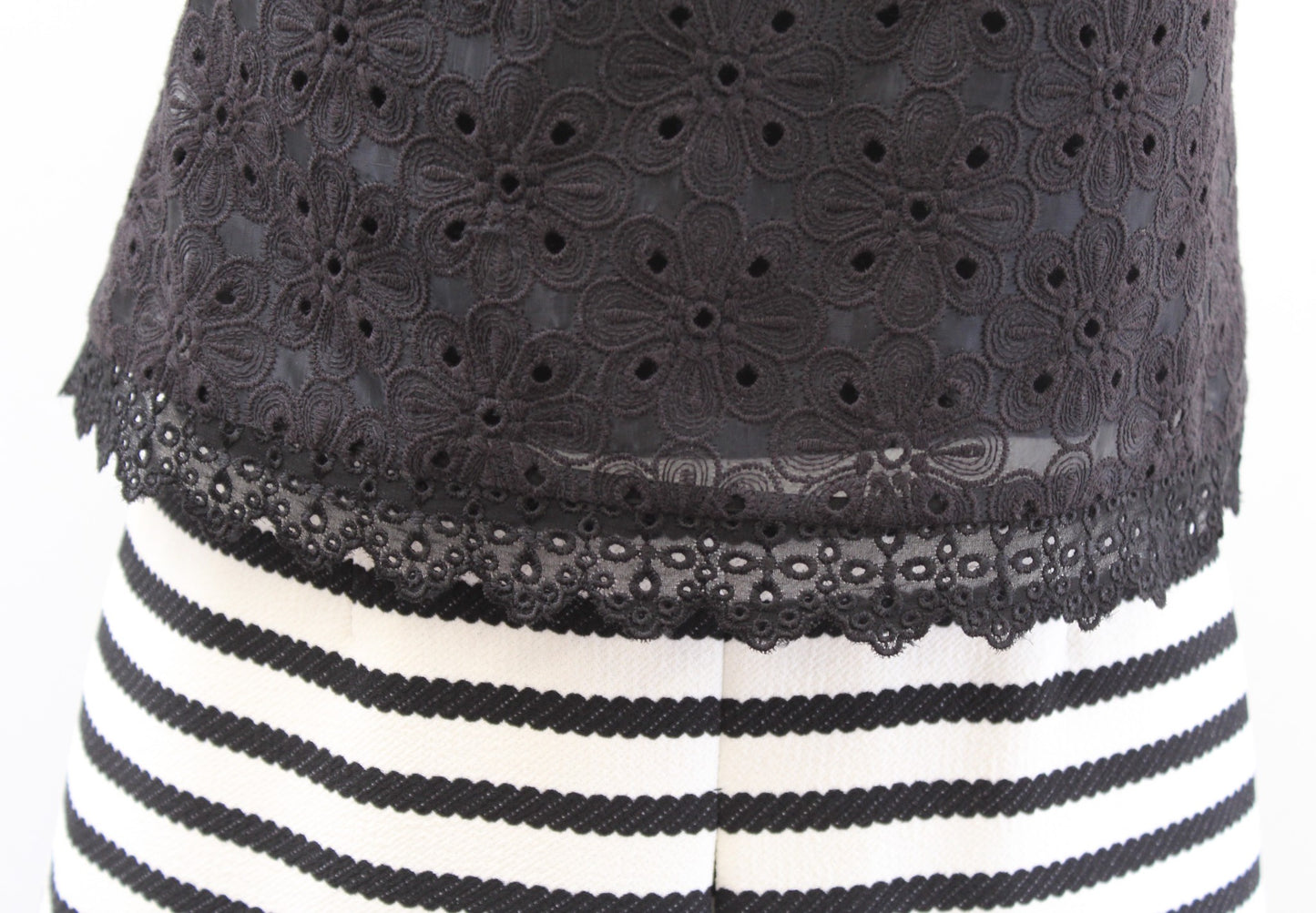 NWT Karen Millen Lace Contrast Black White Striped A Line Mini Dress Size Us 4