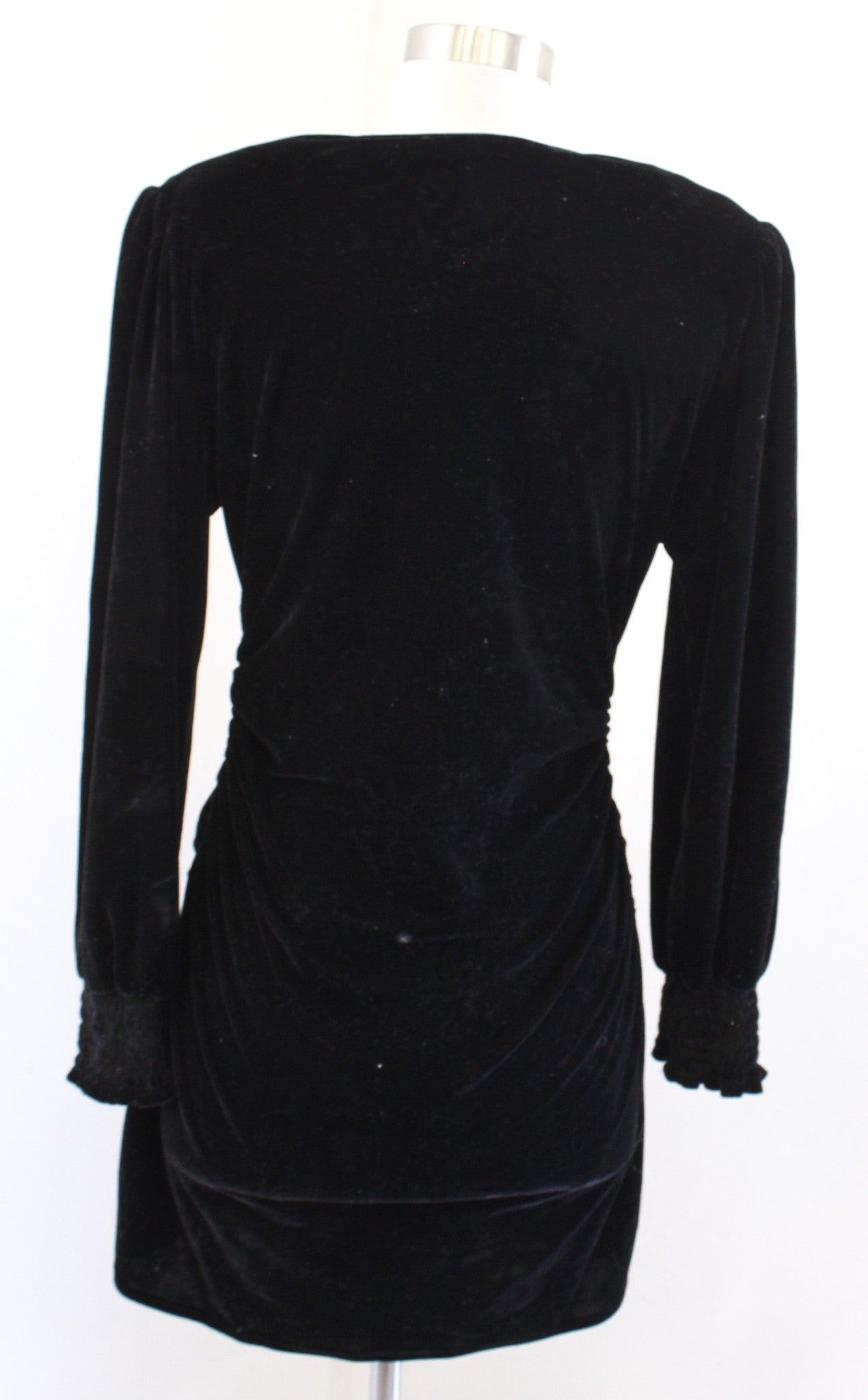 NWT Zara Black Velvet Ruched V Neck Alessa Mini Dress Size S Cocktail Party