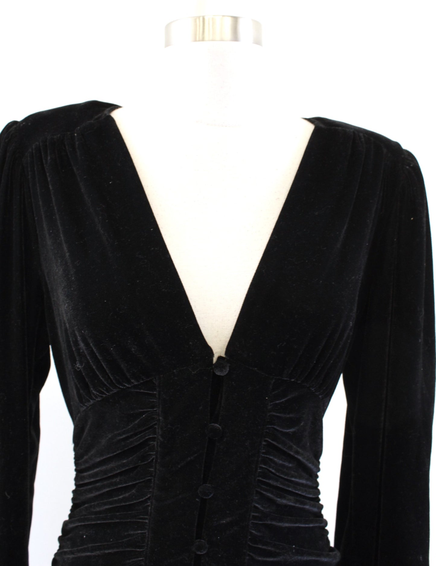 NWT Zara Black Velvet Ruched V Neck Alessa Mini Dress Size S Cocktail Party