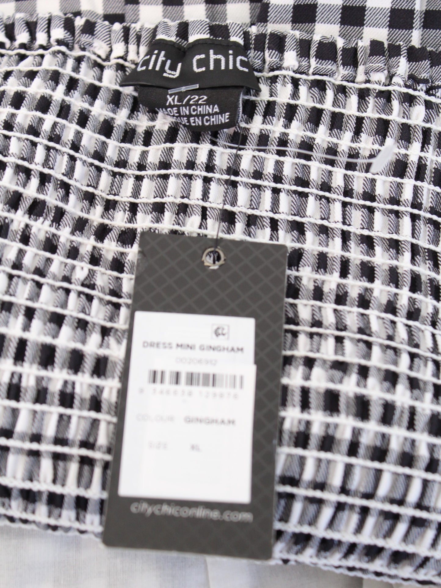 NWT City Chic Plus Black White Gingham Plaid Ruffle Trim Mini Dress Size 22
