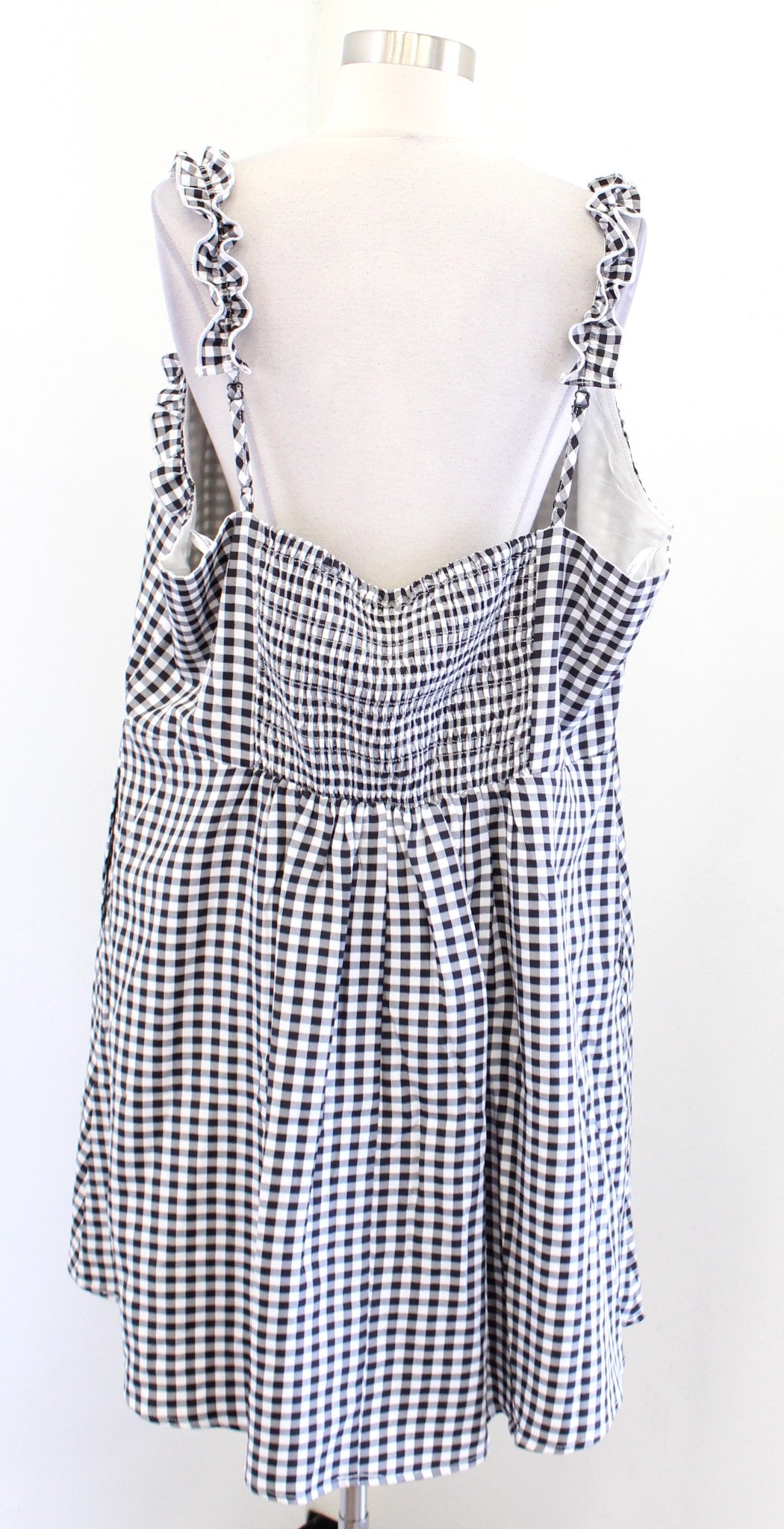 NWT City Chic Plus Black White Gingham Plaid Ruffle Trim Mini Dress Size 22