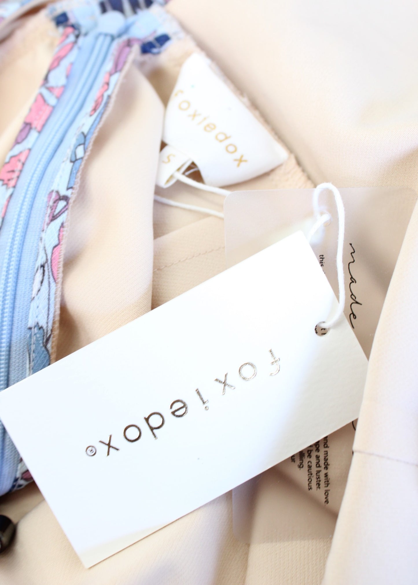 NWT Foxiedox Blue Pink Floral Tiered Pleated Lace Trim Midi Dress Size S Boho