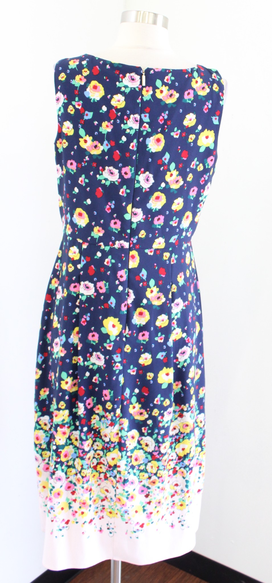 Karl Lagerfeld Navy Blue Colorful Floral Print Sleeveless Sheath Dress Sz 6 Midi