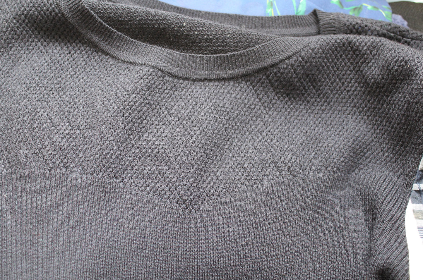 Veronica Beard Leila Plaid Puff Sleeve Ribbed Knit Sweater Top Size XL Wool