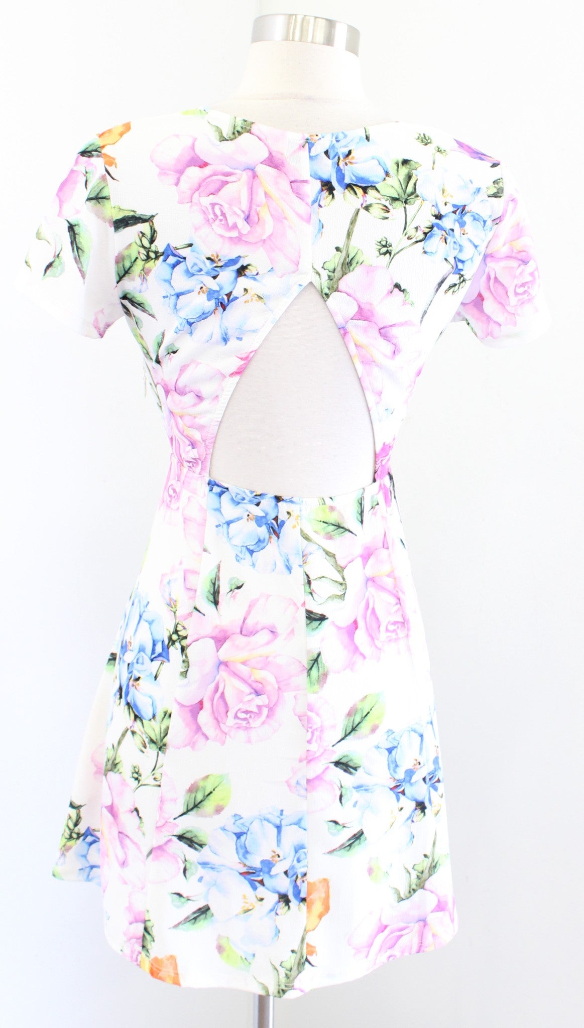 Show Me Your Mumu Ibiza White Multi Color Floral Open Back Mini Dress Size S
