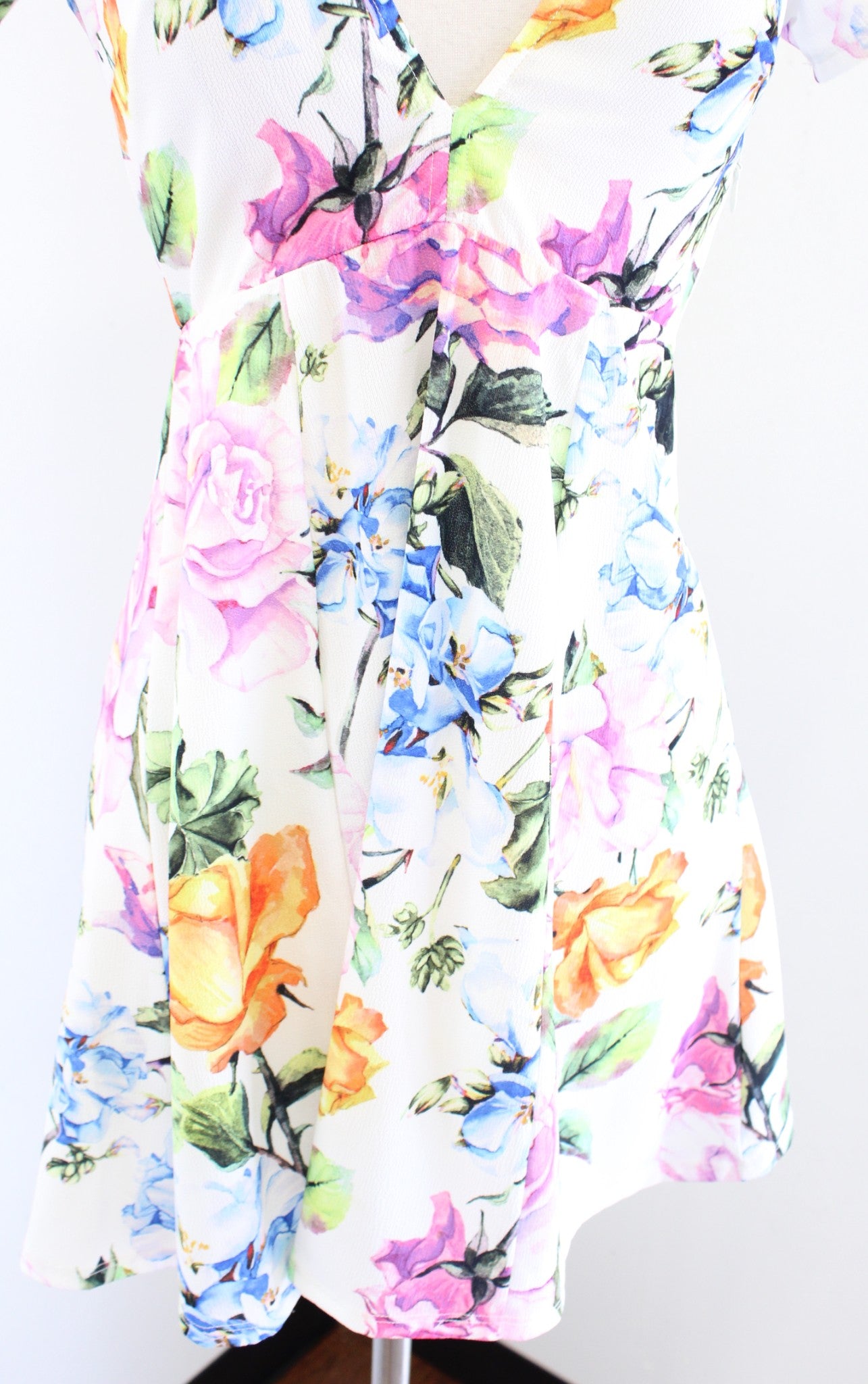 Show Me Your Mumu Ibiza White Multi Color Floral Open Back Mini Dress Size S