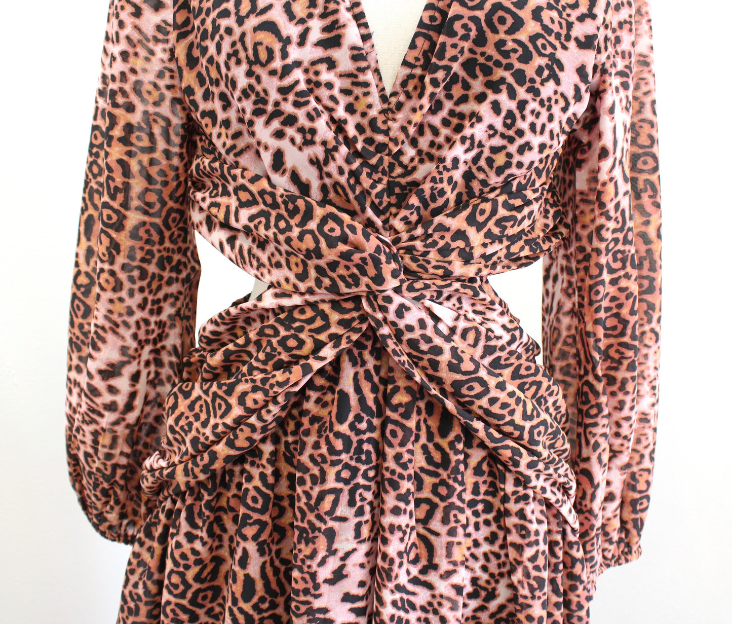 Ranna Gill Anthropologie Leopard Print Cutout Side Midi Maxi Dress Size S