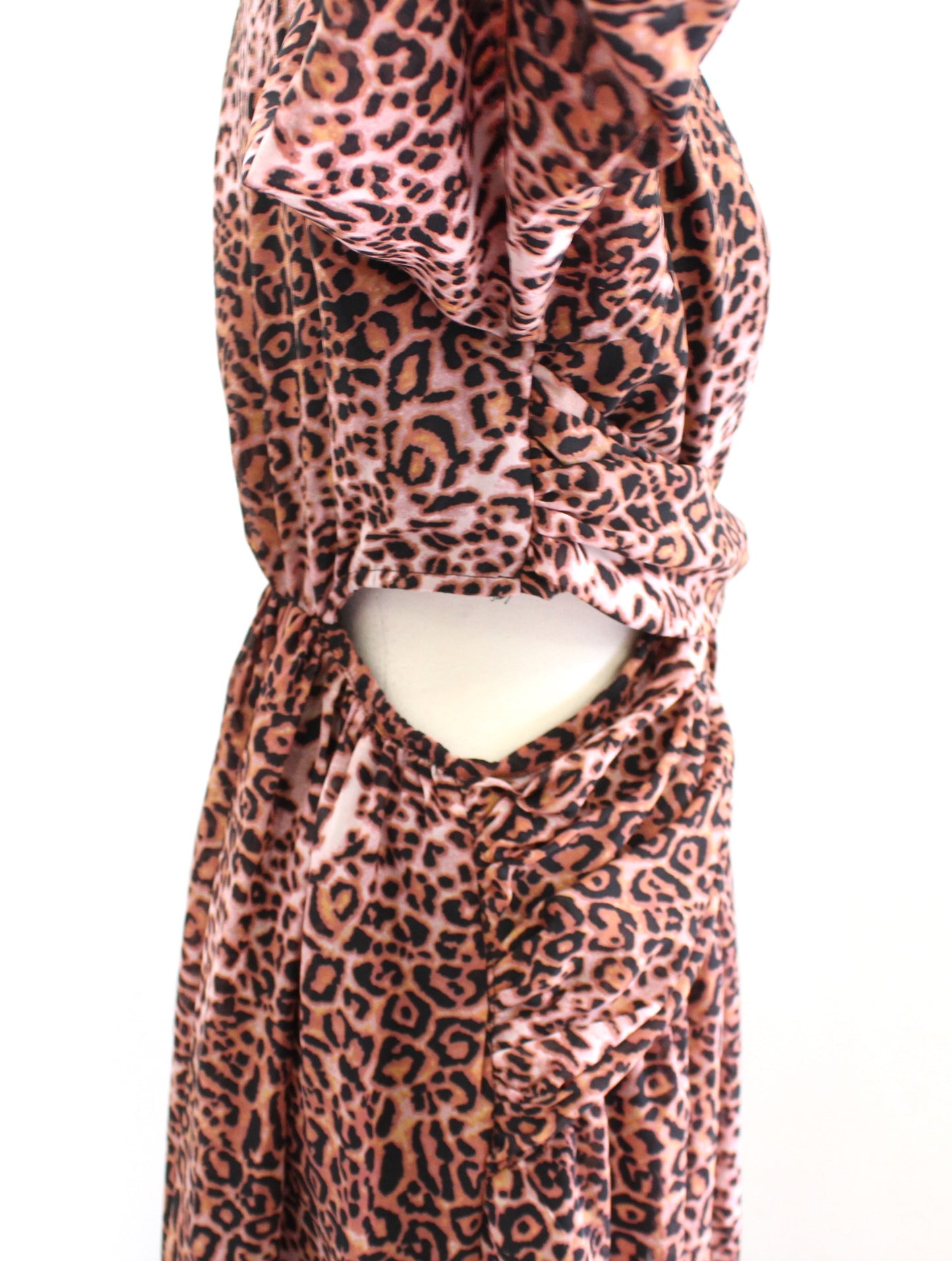 Ranna Gill Anthropologie Leopard Print Cutout Side Midi Maxi Dress Size S