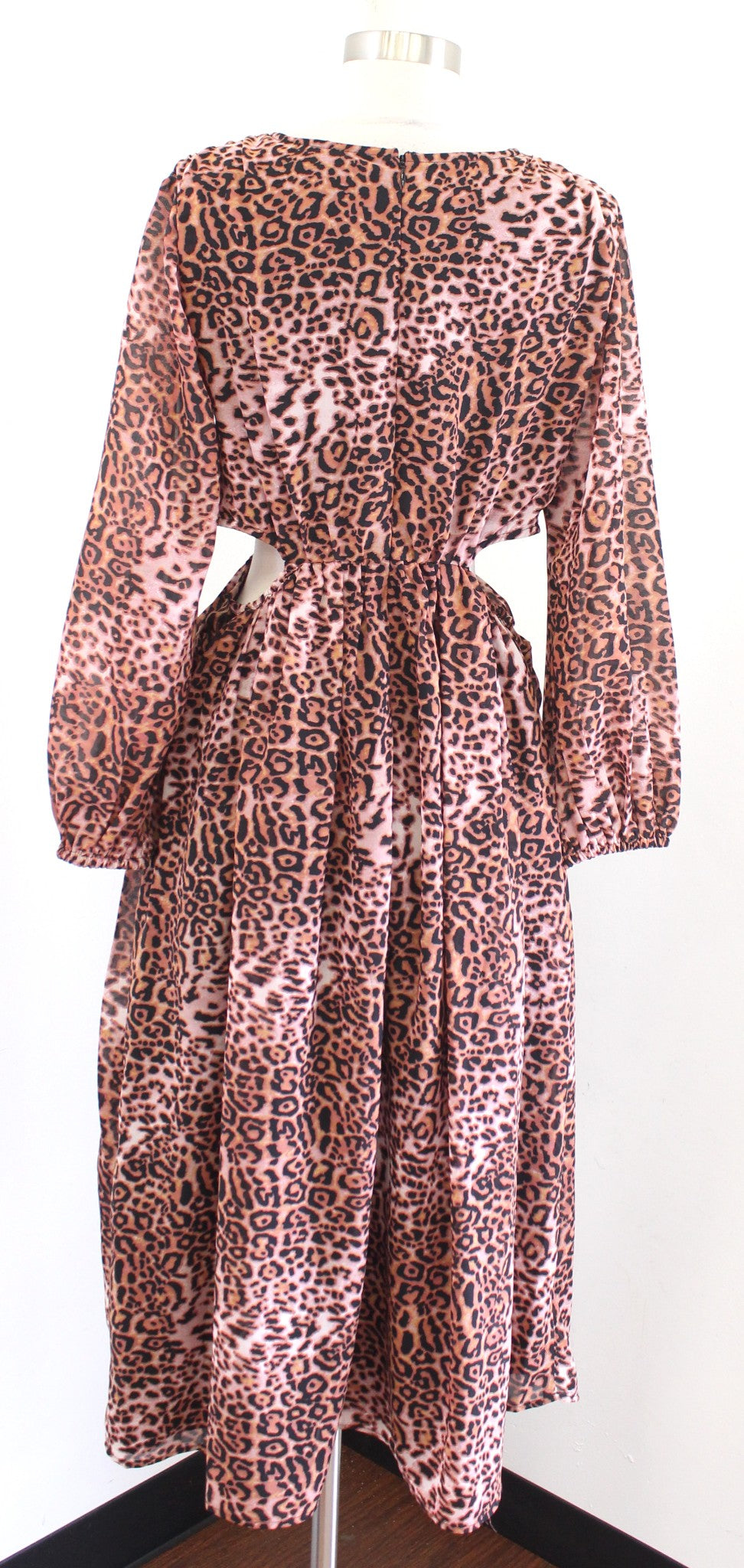 Ranna Gill Anthropologie Leopard Print Cutout Side Midi Maxi Dress Size S