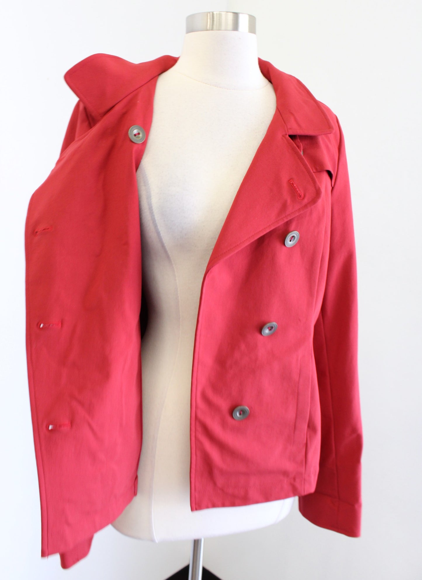 Nina McLemore Womens Solid Red Asymmetric Button Front Blazer Jacket Size 6