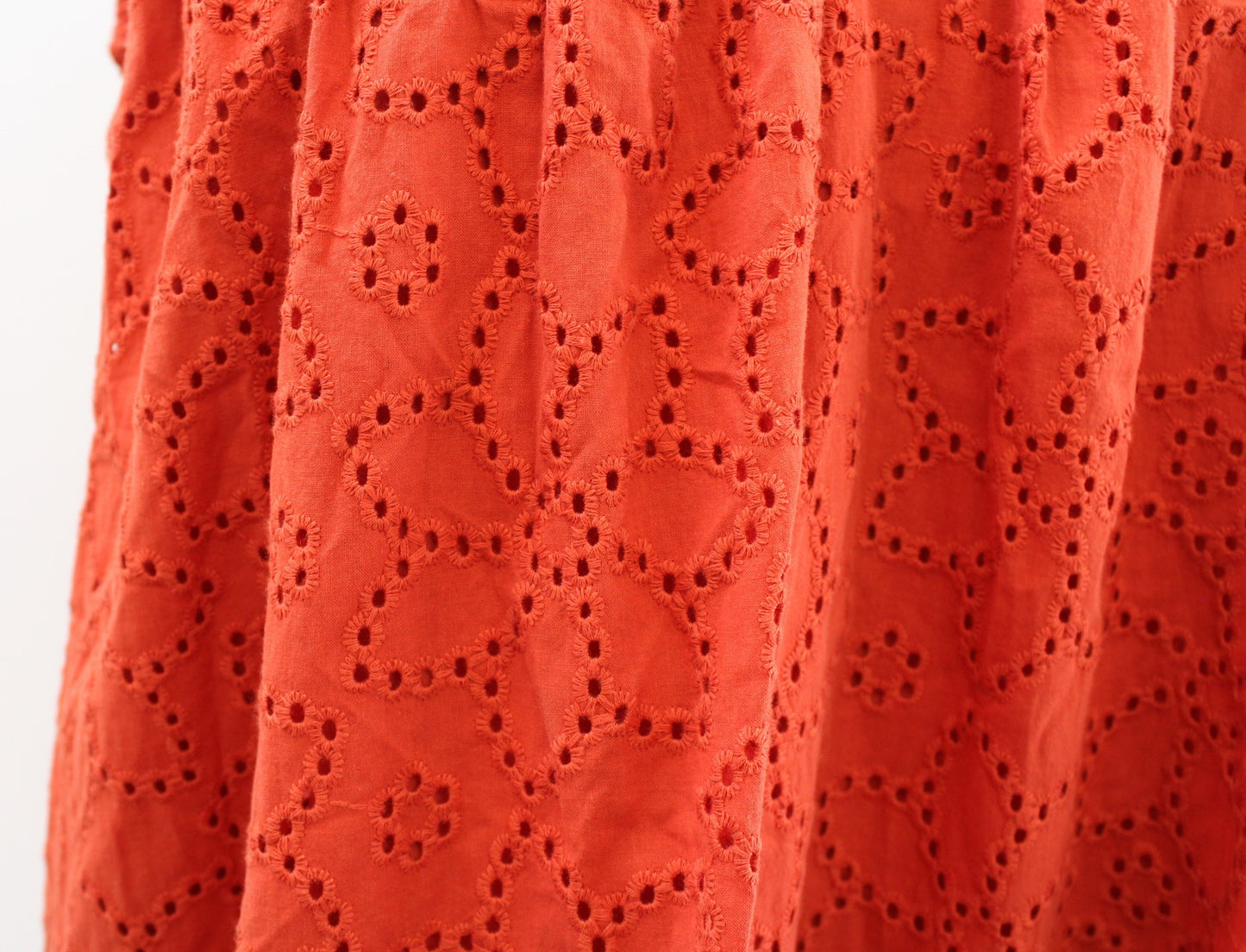 Madewell Burnt Orange Floral Ruffle Sleeve Eyelet Swing Shift Mini Dress Size S