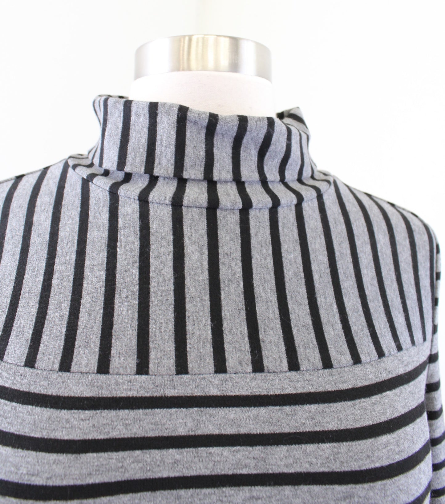 Tory Burch Womens Gray Black Striped Rollover Turtleneck Knit Dress Size XS