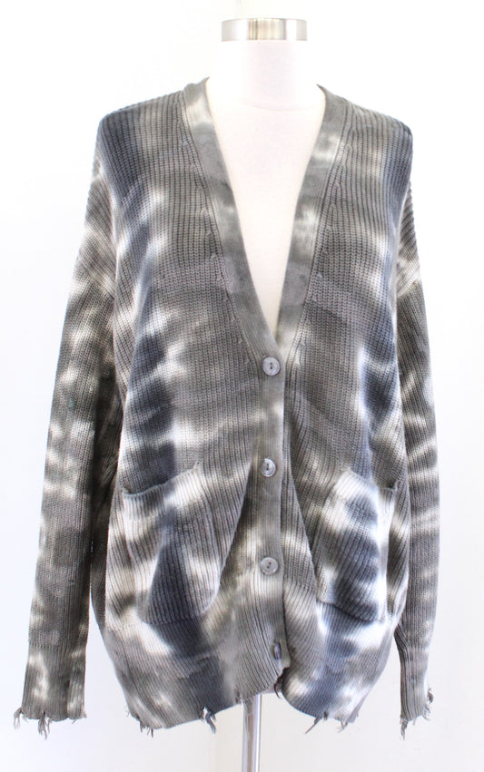 Young Fabulous & Broke YFB Indie Olive Distressed Tie Dye Cardigan Sweater M / L