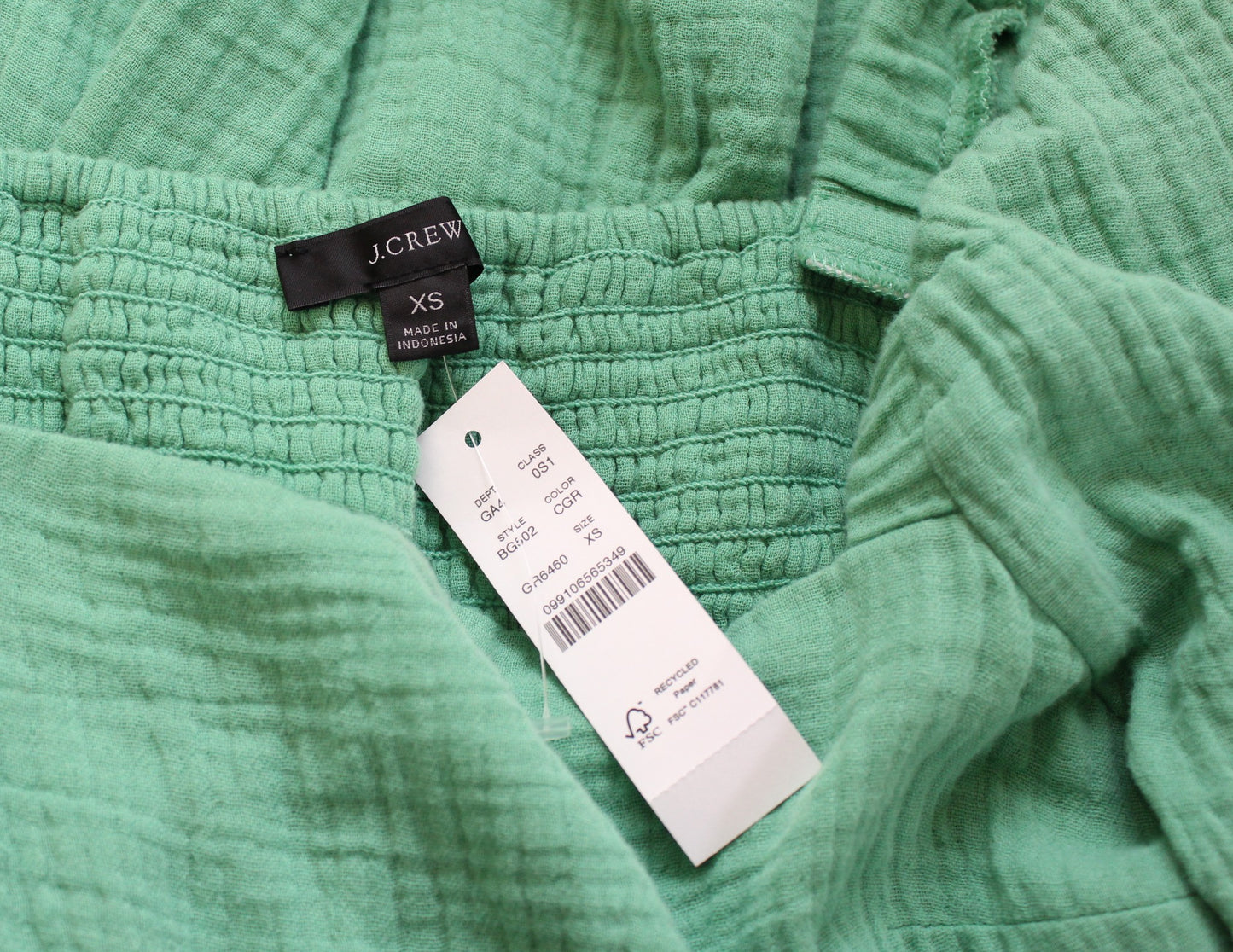 NWT J Crew Square Neck Mini Dress in Soft Gauze Size XS Green Babydoll Casual