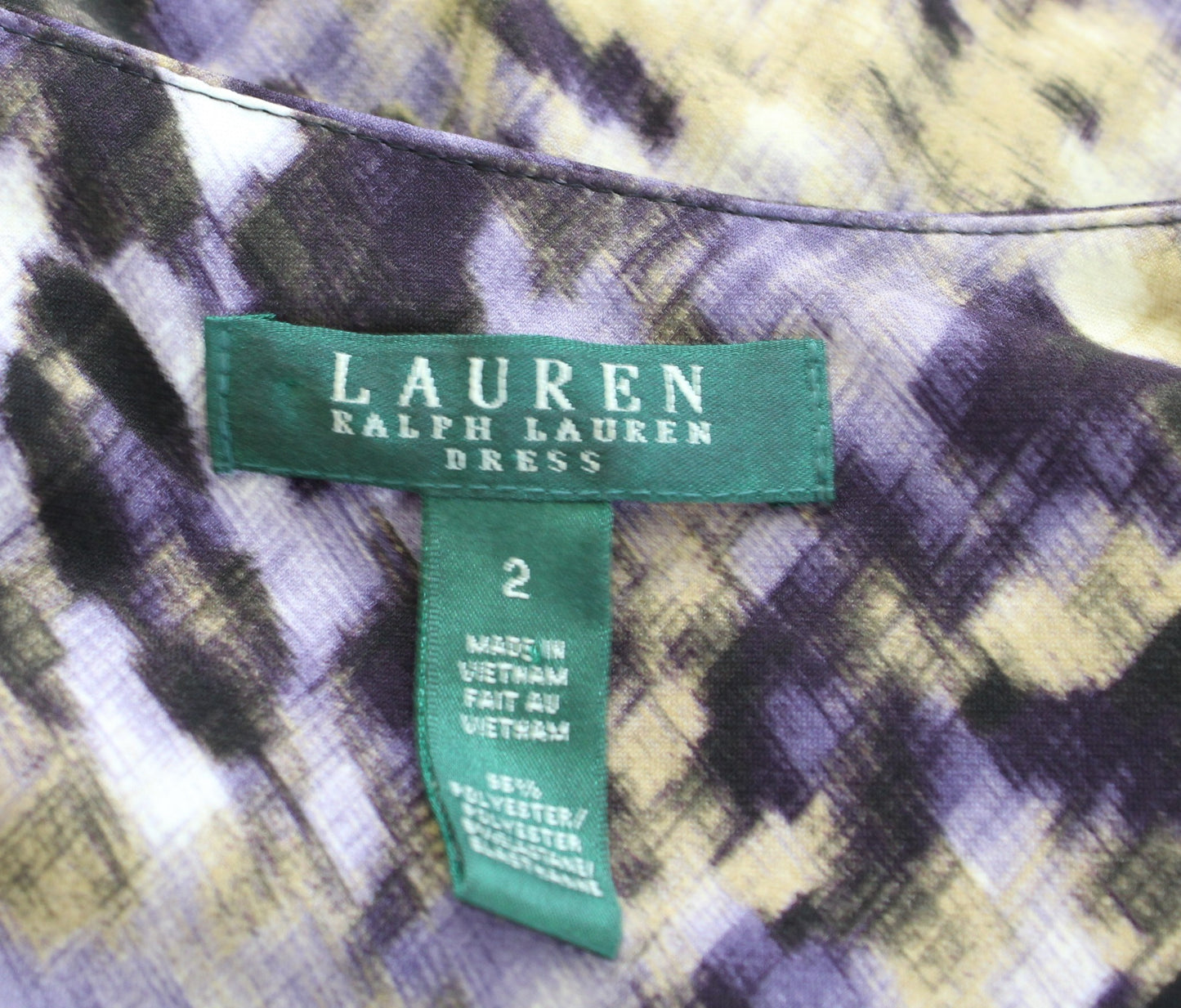 Lauren Ralph Lauren Abstract Animal Print Ruched Wiggle Dress Size 2 Purple Tan