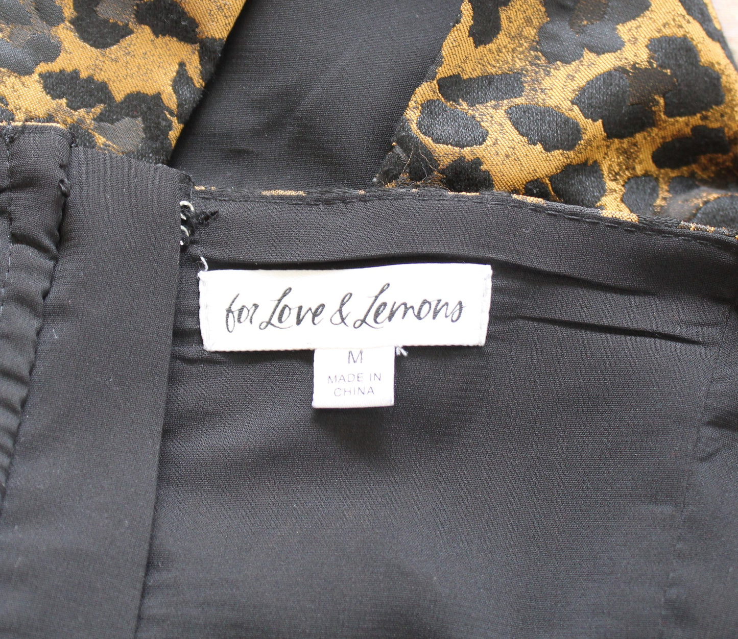For Love and Lemons Jett Leopard Print Bustier Corset Top Puff Sleeve Size M