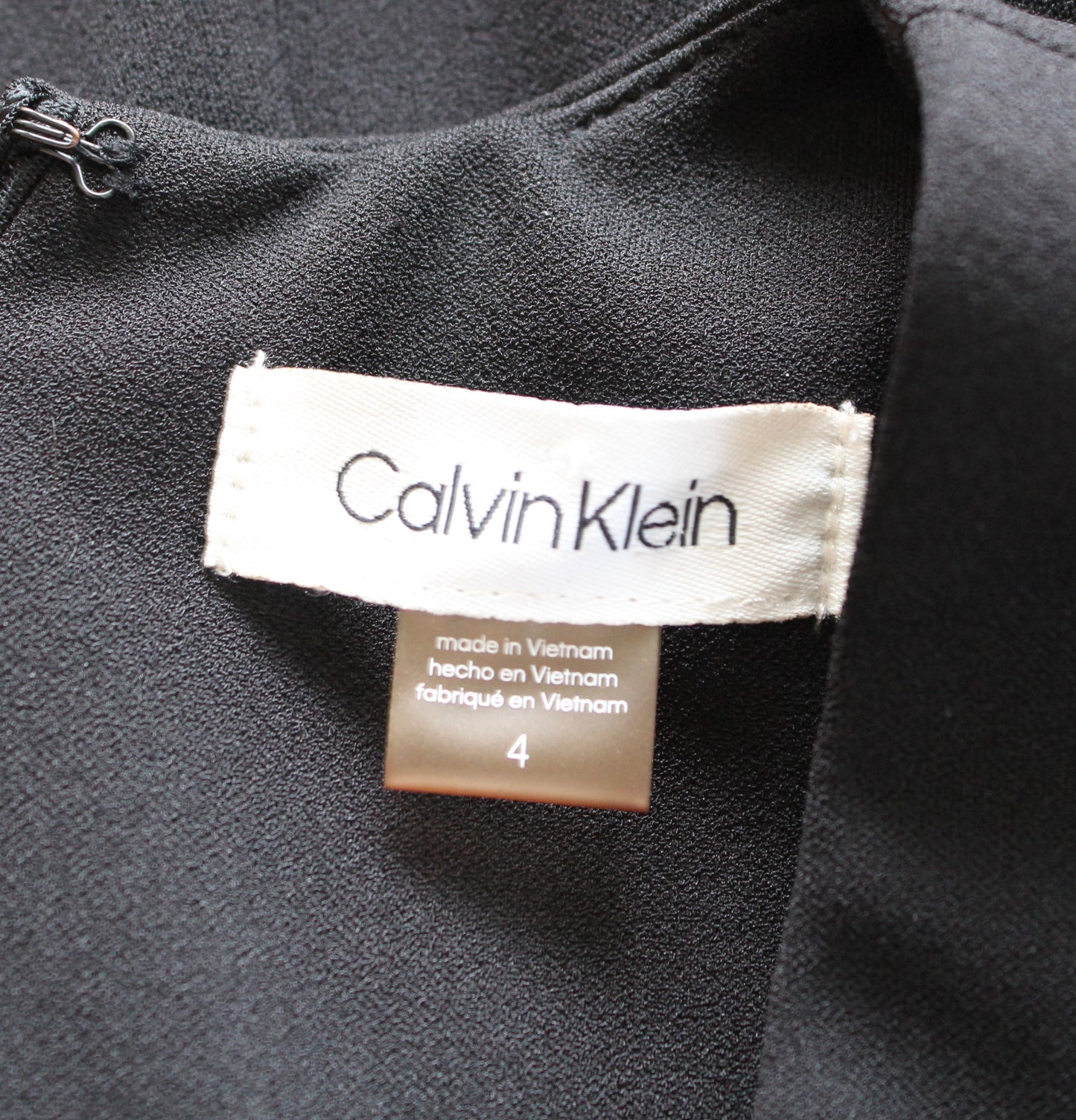 Calvin Klein Solid Black Ruffle Sleeve Lace Trim V Neck Sheath Dress Size 4