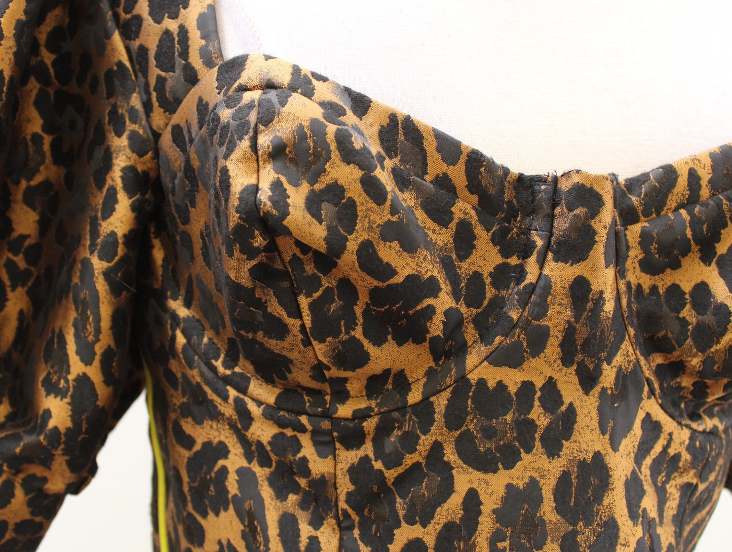 For Love and Lemons Jett Leopard Print Bustier Corset Top Puff Sleeve Size M