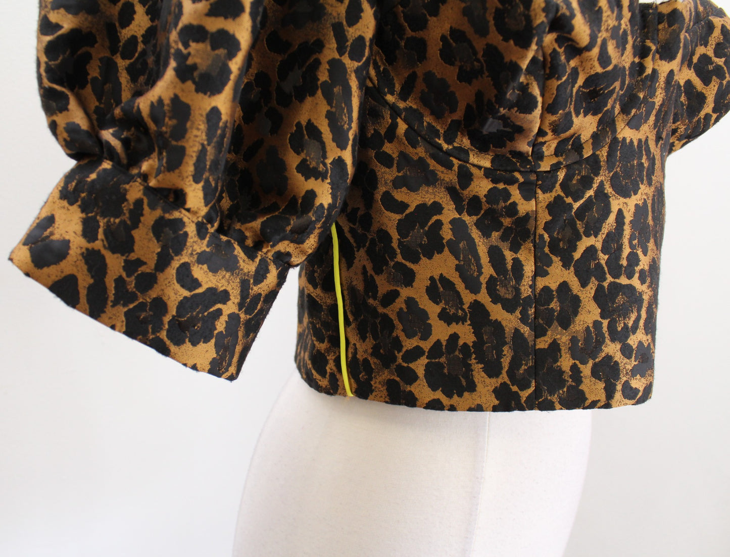 For Love and Lemons Jett Leopard Print Bustier Corset Top Puff Sleeve Size M