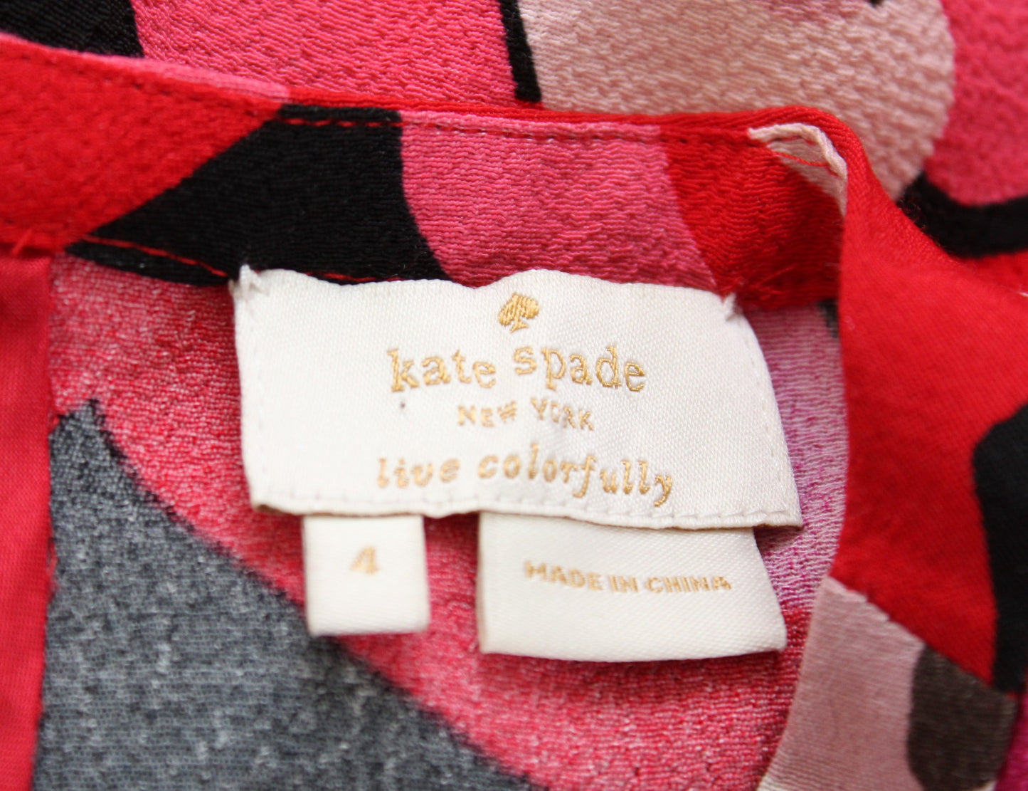 Kate Spade Womens Deco Rose Floral Peplum Top Blouse Size 4 Red Pink Long Sleeve