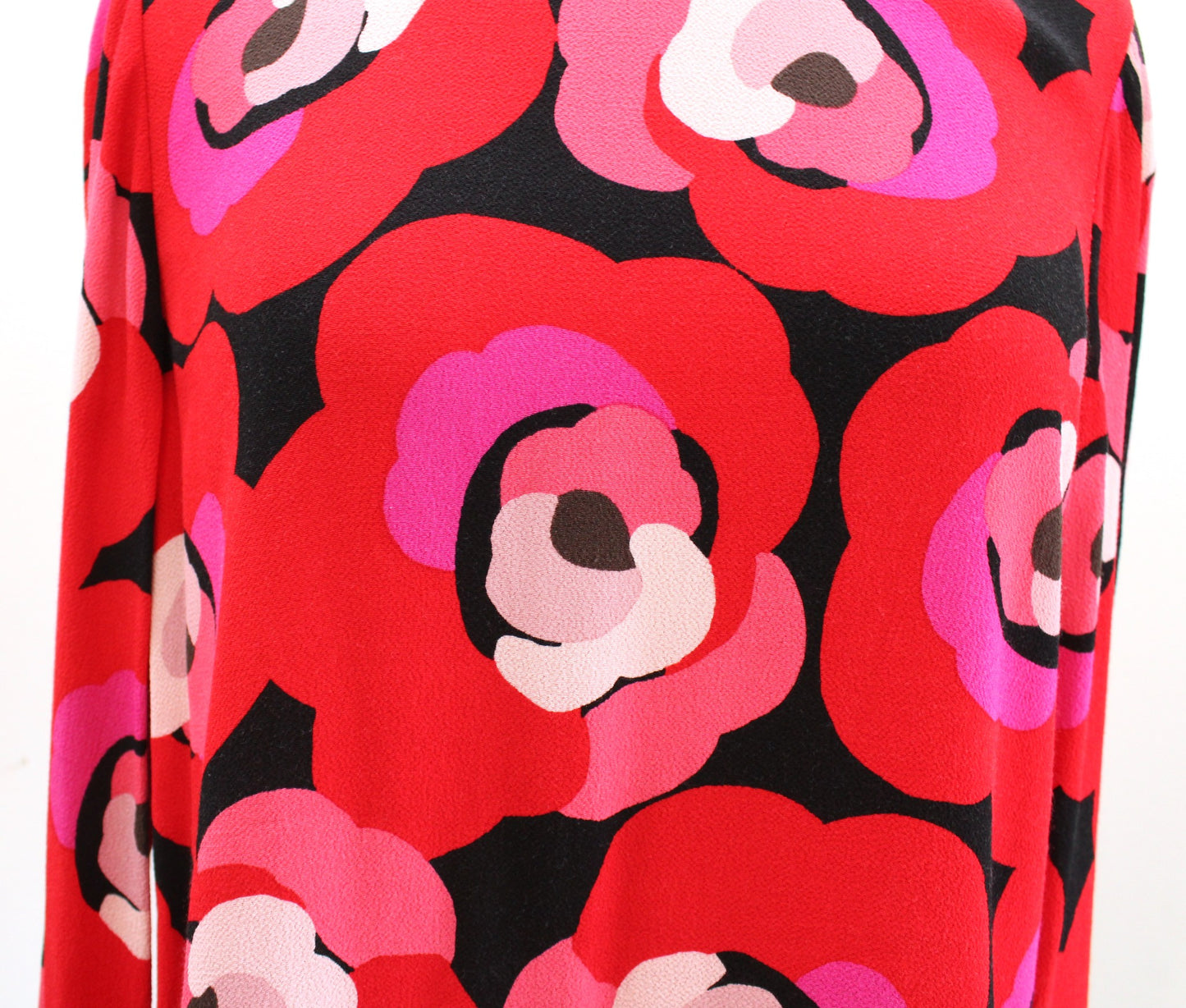 Kate Spade Womens Deco Rose Floral Peplum Top Blouse Size 4 Red Pink Long Sleeve