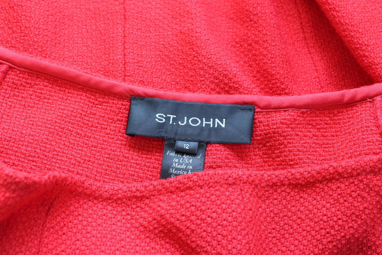 St John Womens Solid Red Textured Knit Pleated Flounce Hem Skirt Size 12