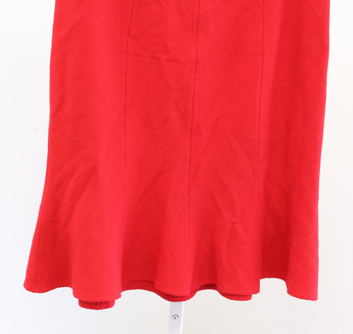 St John Womens Solid Red Textured Knit Pleated Flounce Hem Skirt Size 12