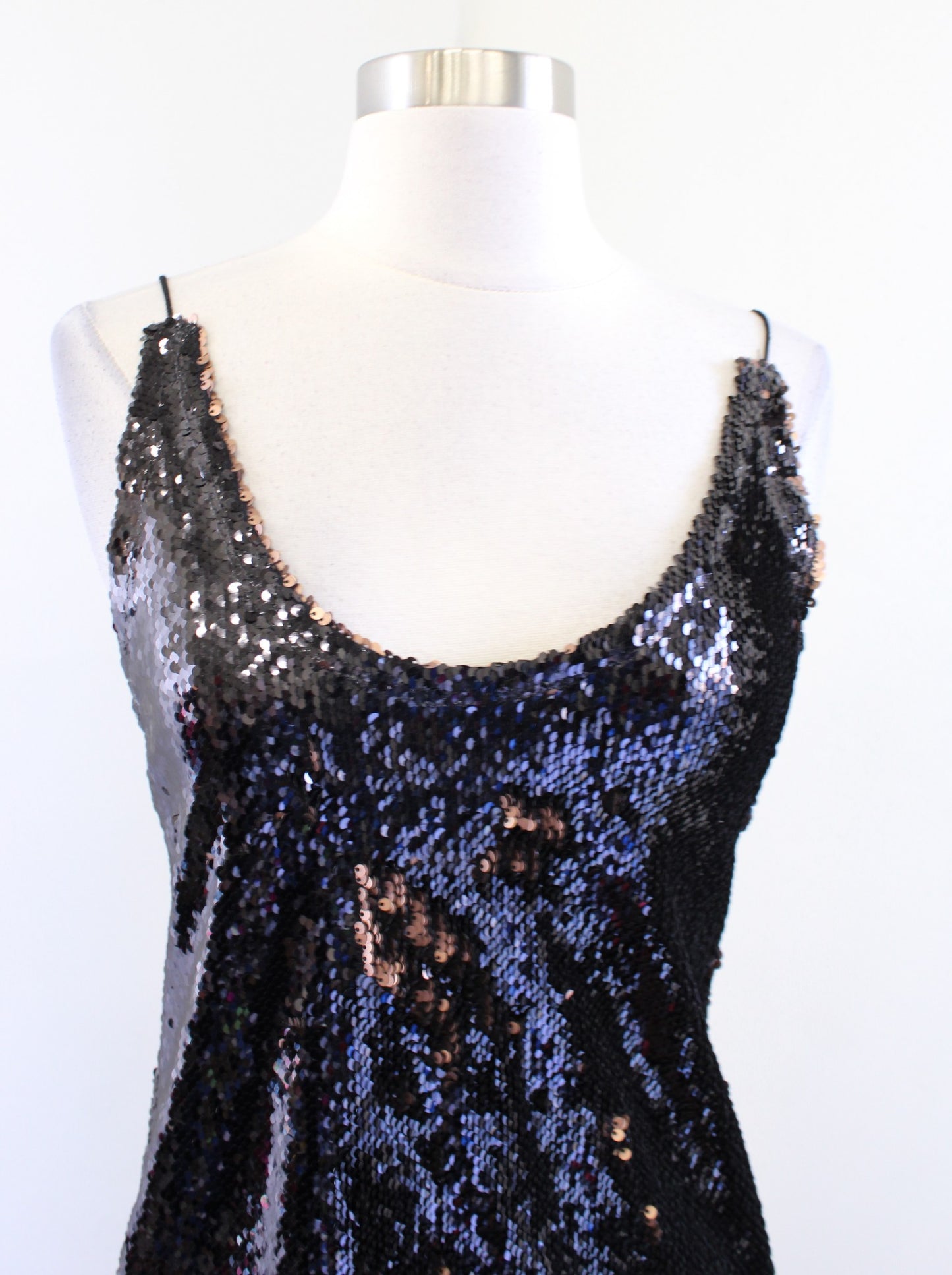 NWT Intimately Free People Seeing Double Black Bronze Sequin Mini Slip Dress S