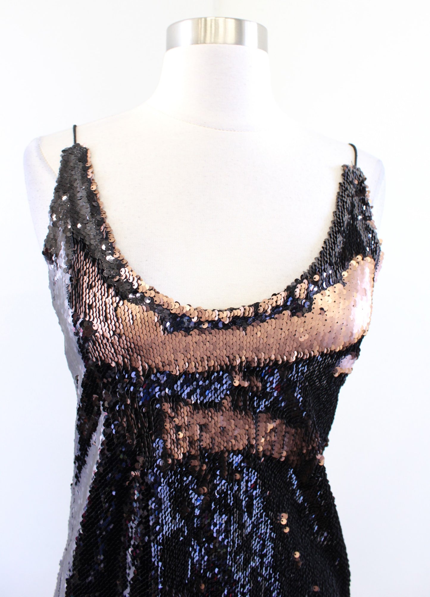 NWT Intimately Free People Seeing Double Black Bronze Sequin Mini Slip Dress S