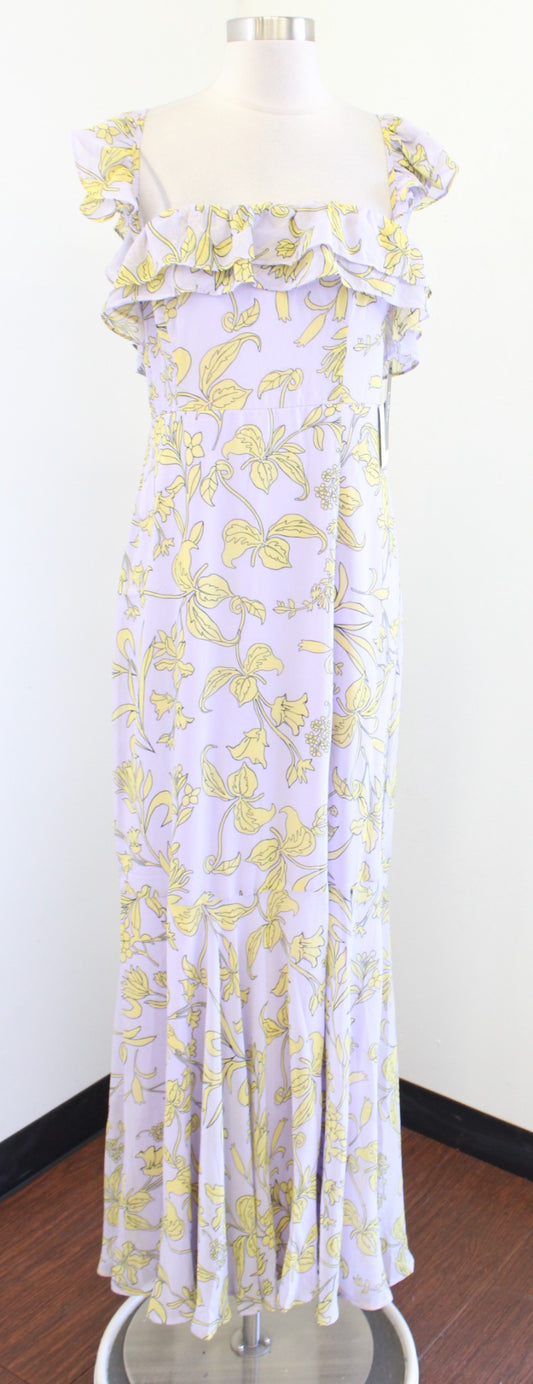 NWT Lulus Lavender Yellow Floral Off the Shoulder Maxi Dress Gown Size M Evening