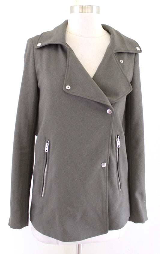 Wilfred Aritzia Mayet Crepe Trench Moto Style Jacket Size XXS 2XS Green