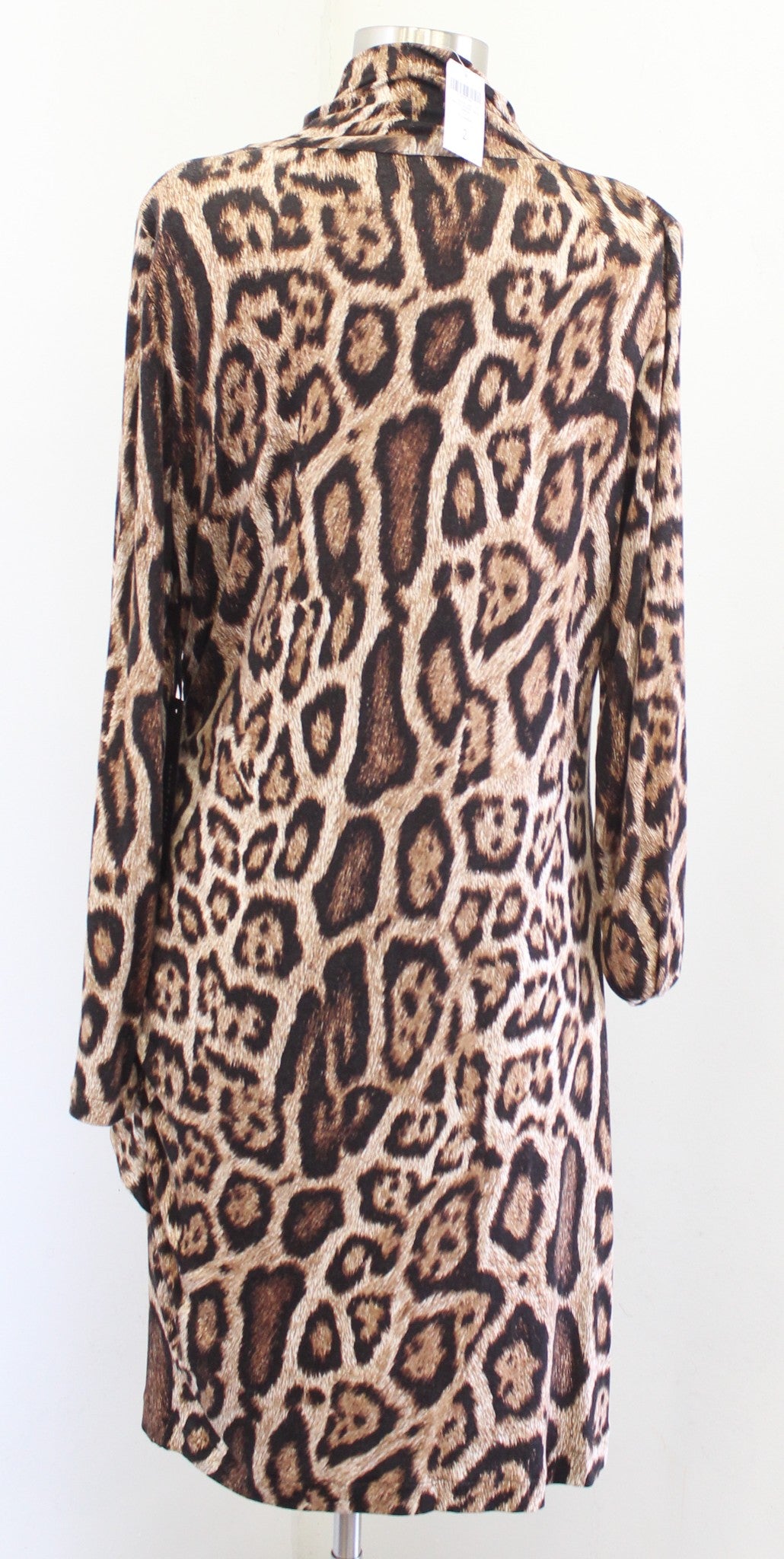 NWT Chicos Leopard Print Twist Ruched Mock Neck Long Sleeve Knit Dress Size 2
