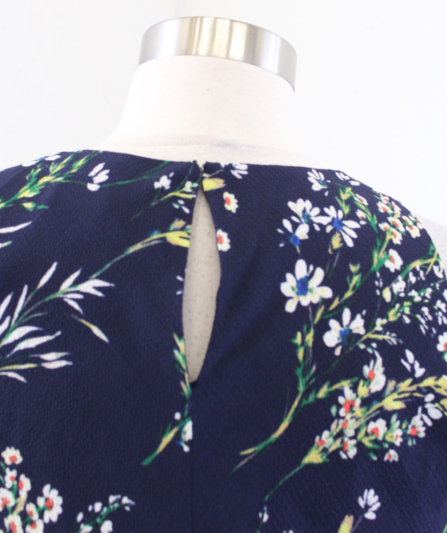 NWT $125 Lauren Ralph Lauren Navy Blue Floral Sleeveless Shift Swing Dress Sz 0