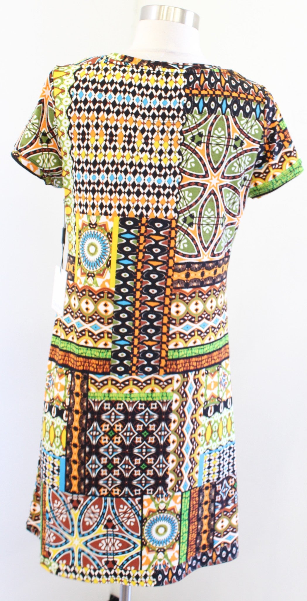 NWT Calvin Klein Geometric Tribal Print Jersey Tee Style Swing Dress Size 6