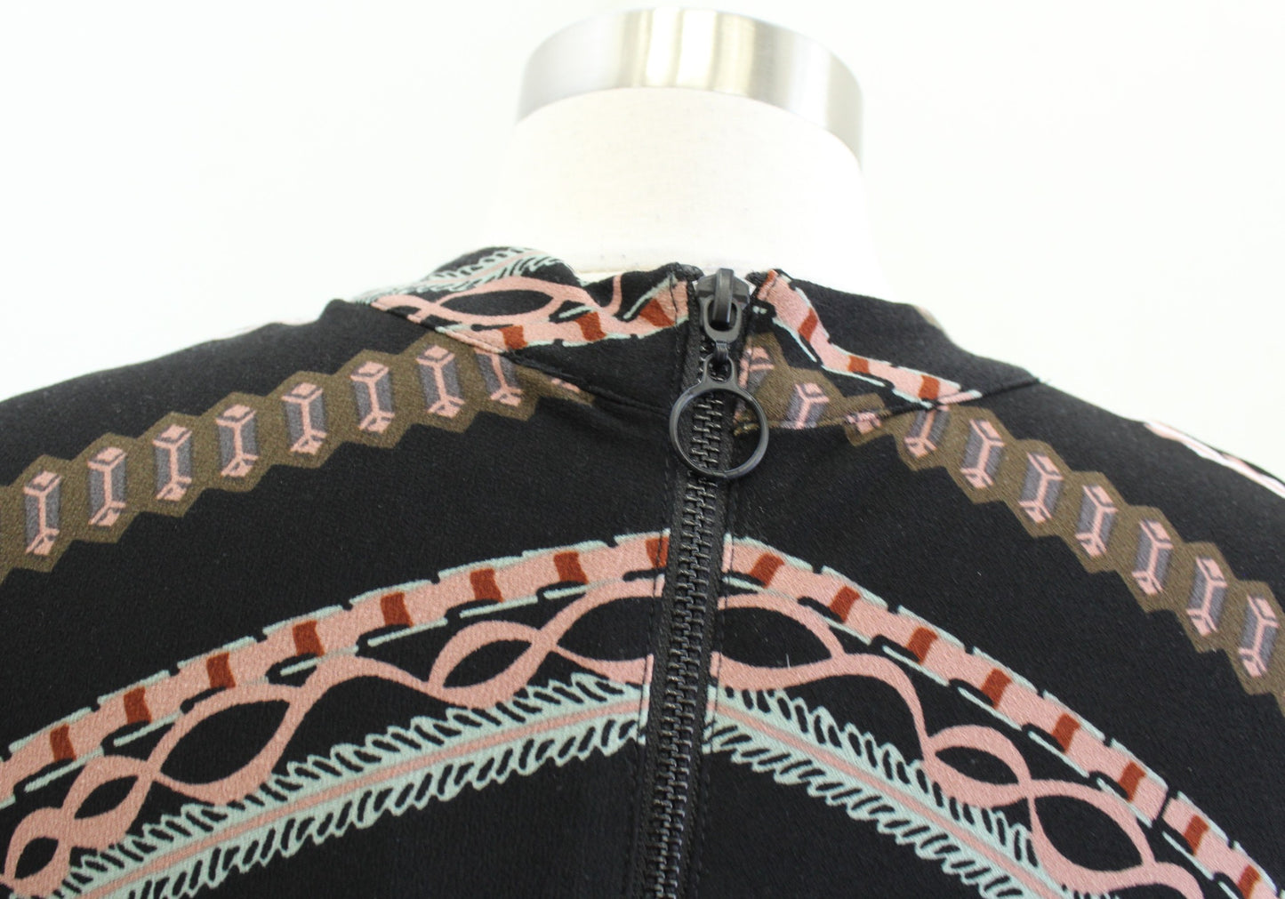 Free People Stella Black Mock Neck Retro Mini Dress Size M A Line 70s Inspired