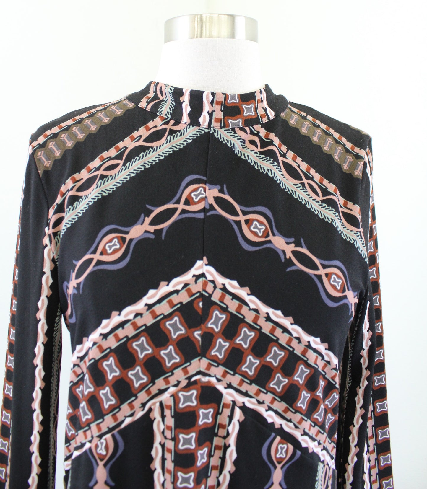 Free People Stella Black Mock Neck Retro Mini Dress Size M A Line 70s Inspired