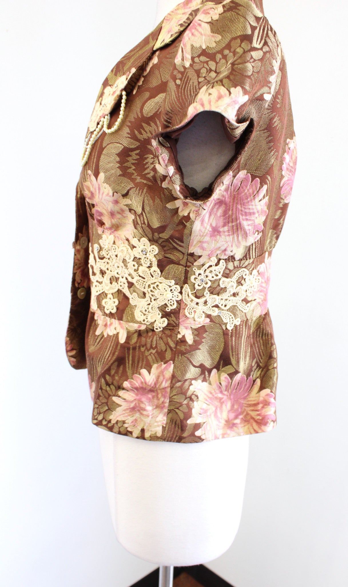 NWT Lithe Anthropologie Floral Silk Blend Embellished Blazer Jacket Size 6 Lace