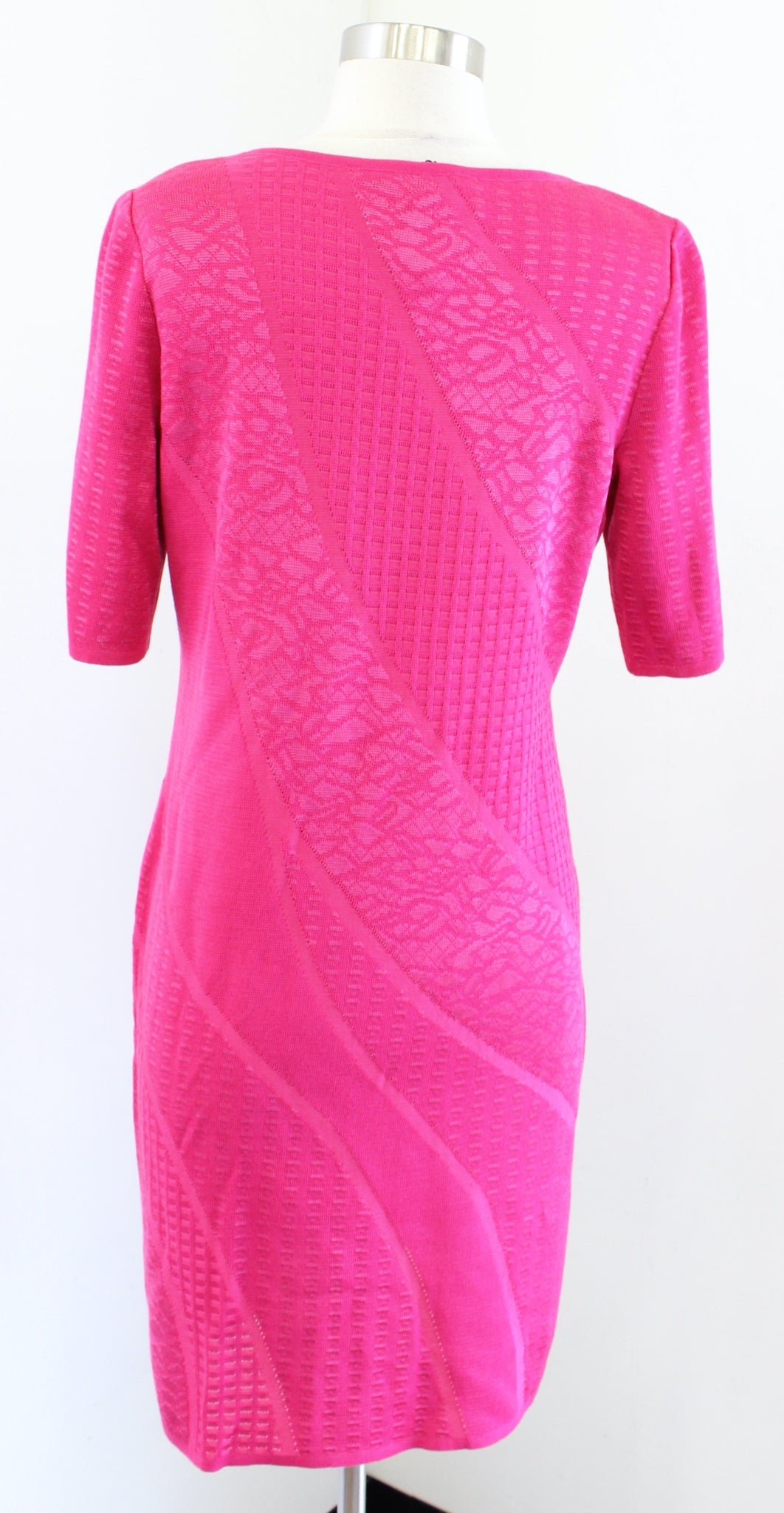 NWT $270 Ming Wang Pink Tonal Mixed Pattern Print Knit Sheath Dress Size XS