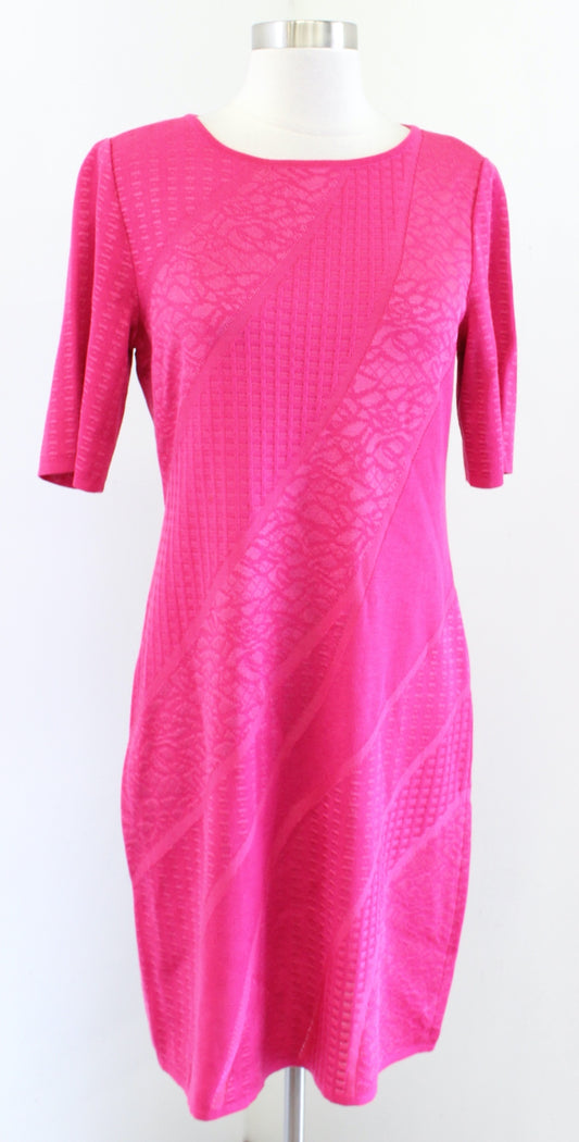 NWT $270 Ming Wang Pink Tonal Mixed Pattern Print Knit Sheath Dress Size XS