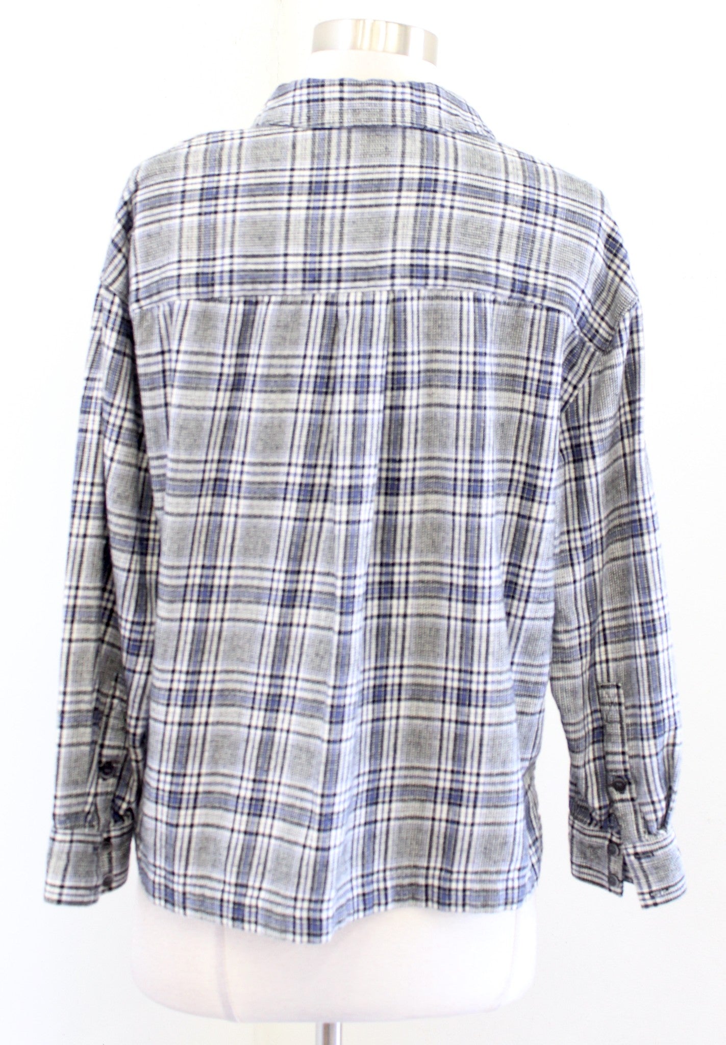 Madewell Flannel Westlake Dublin Plaid Button Front Shirt Sz XS Black White Blue