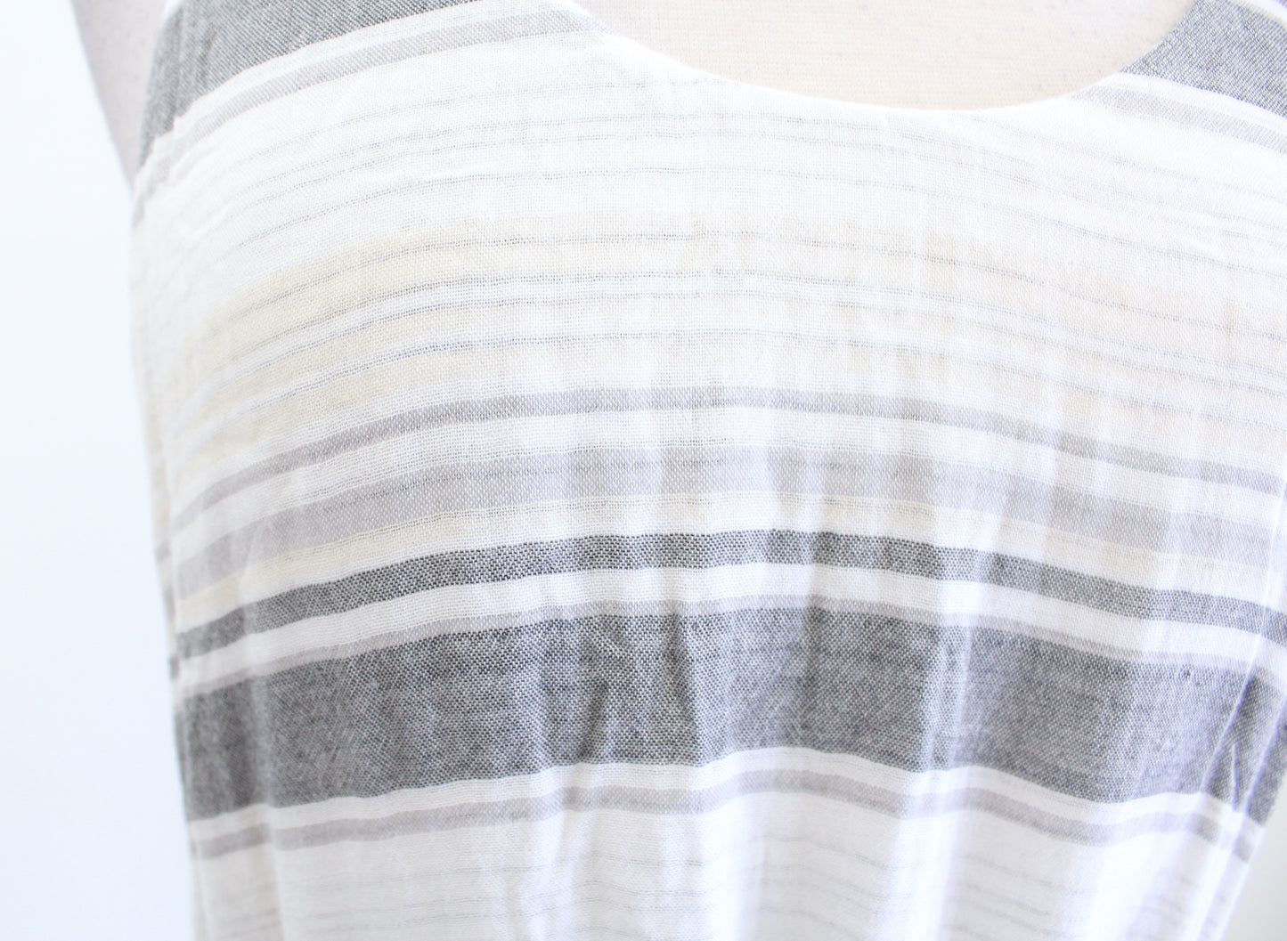 Cloth and Stone Gray Beige White Striped Racerback Maxi Dress Size XS Tie Waist