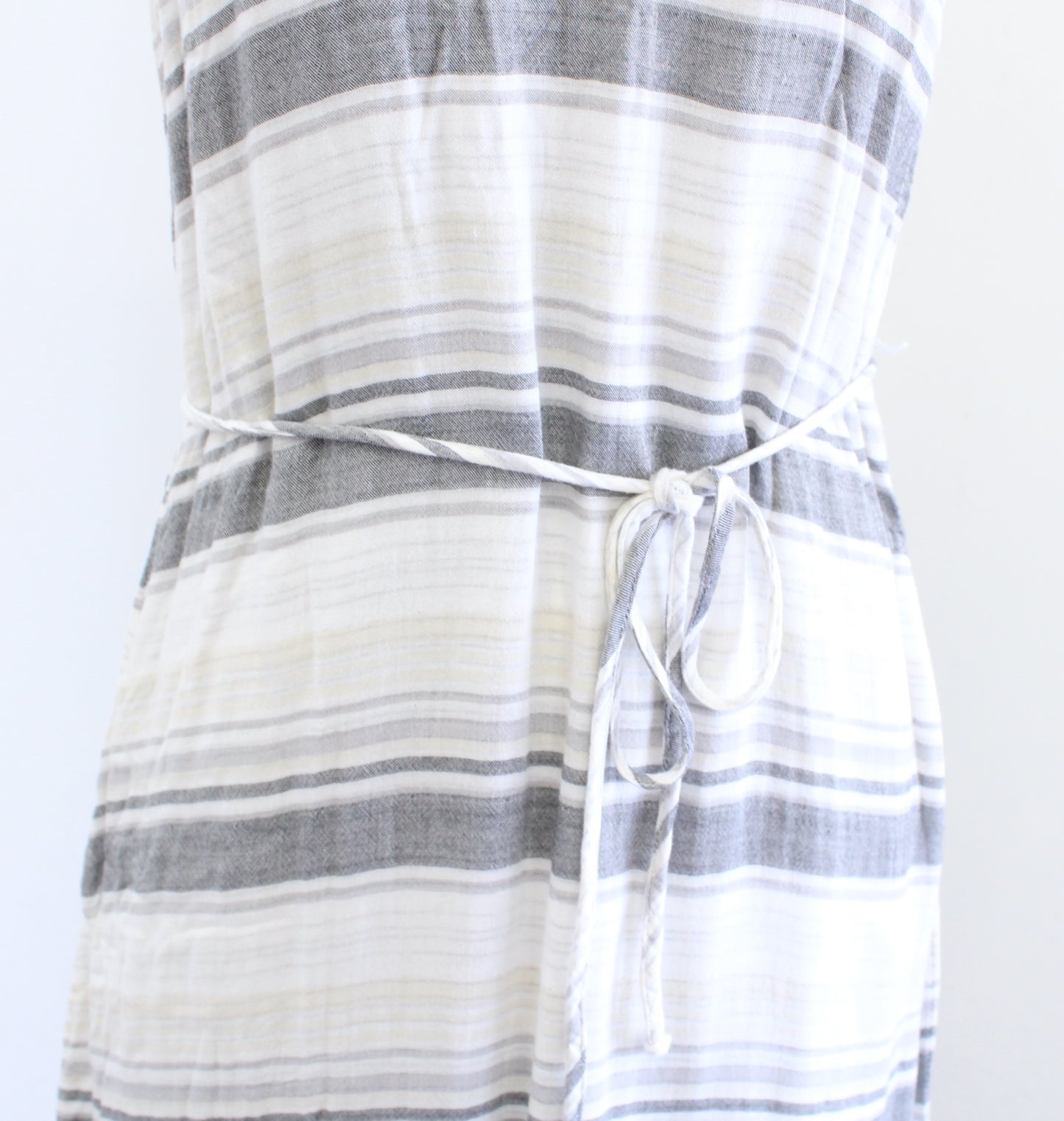 Cloth and Stone Gray Beige White Striped Racerback Maxi Dress Size XS Tie Waist